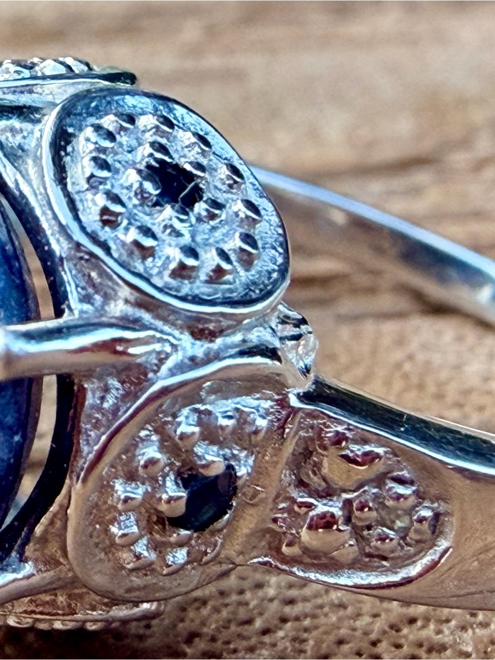AAA 3.12 CTW Blue Sapphire Diamond 14K White Gold Over Silver Ring Size 7 - Picture 7 of 11